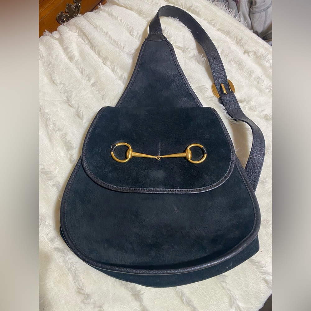 Gucci Black Backpack with Gold Accents